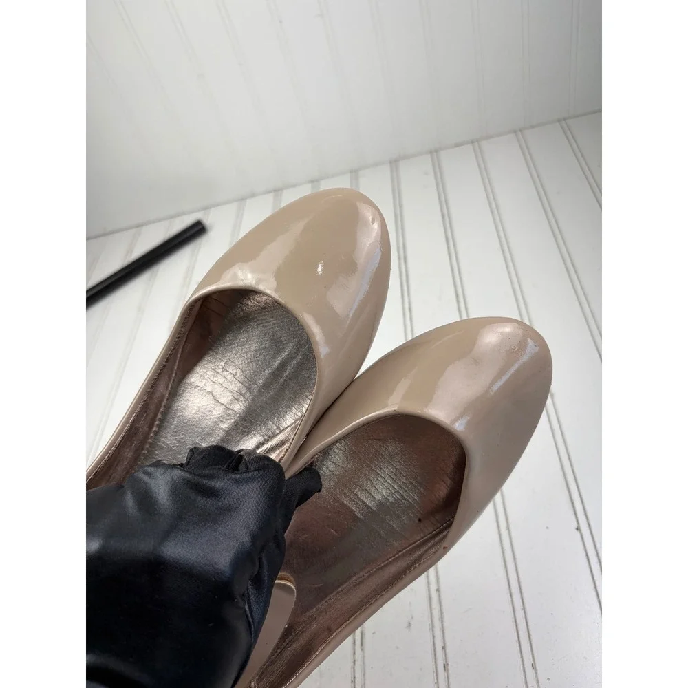 Steve Madden P-Heaven Nude Beige Patent Leather Ballet Flats Women's Size 10M